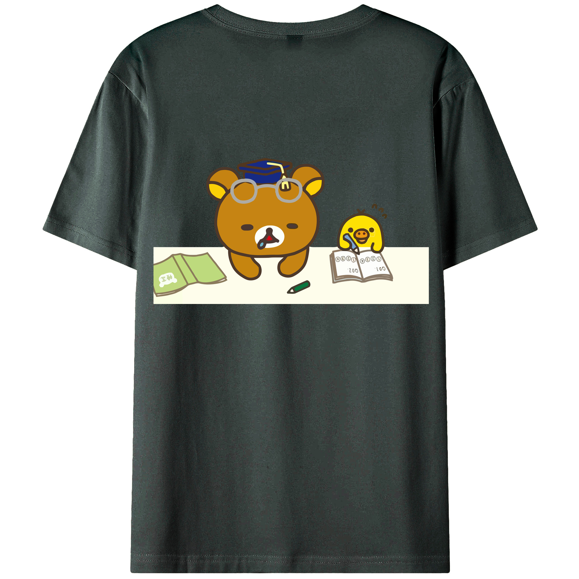 （画像用） リラックマ リラックマ キイロイトリ Rilakkuma Korilakkuma Kiiroitori 綿100％ メンズ半袖Tシャツ（バックプリント） 通気性